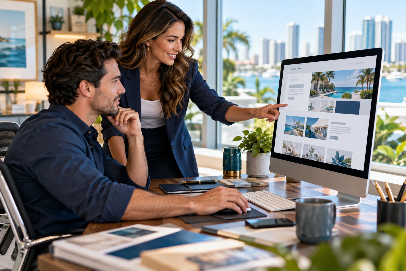 Business owner and website developer planning a professional WordPress website